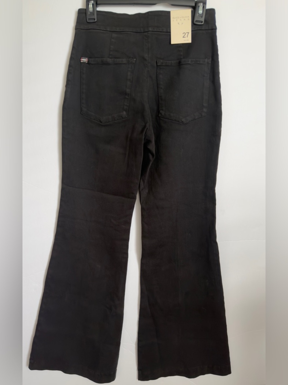 Alice + Olivia Jane High Rise Trouser Jeans Black Flare Size 27 - Picture 2 of 8